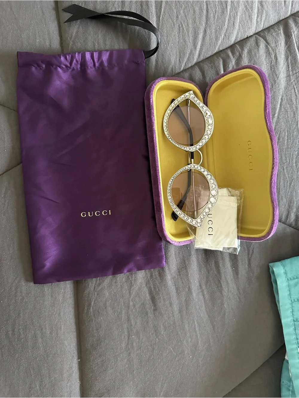Gucci Crystal-Embellished Cat-Eye Sunglasses in White